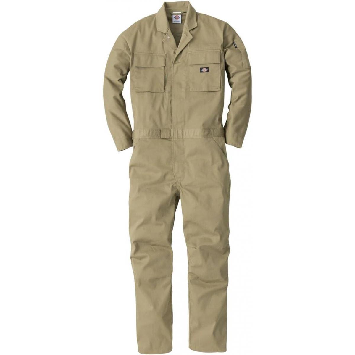 コーコス ディッキーズ Dickies T/Cストレッチツナギ L カーキ LD-766 作業服 作業着 長袖 メンズ レディース つなぎ 作業衣料