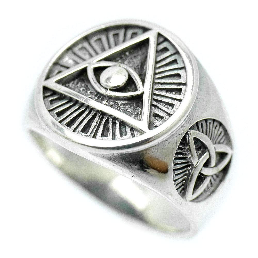 [シルバーワン] シルバー925 プロビデンスの目 リング メンズ E2 [16号] 万物を見通す目 フリーメイソン 指輪
