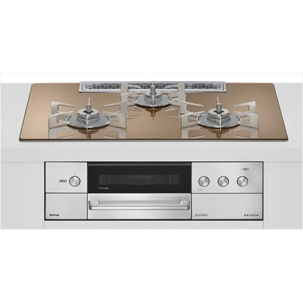 ビルトインガスコンロ プロパンガス用 両側強火タイプ 3口 75cm RHS72W38M12RNSTW-LP スパークリングカッパー DELICIA