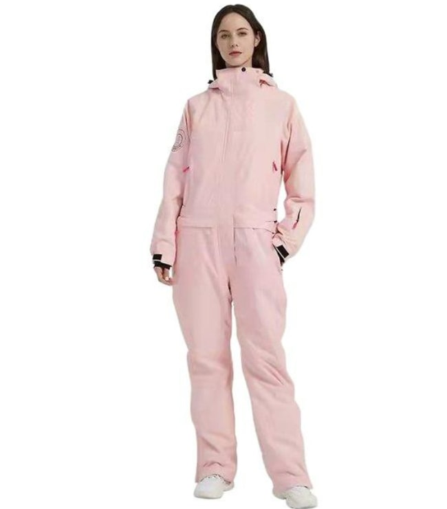 ピンクの肥厚スキースーツ防水スノーボードウェア