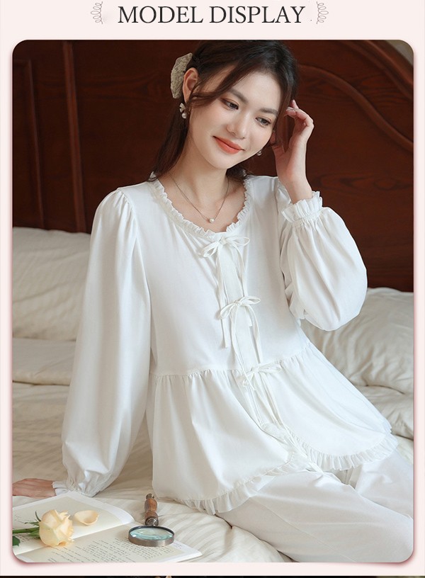 ルームウェアパジャマ夏 上下セット春 かわいい やわらか 誕生日 コットン 長袖 部屋着 大人 ギフト パジャマ 可愛い ルームウェア お洒落 ピンクM 結婚祝い レディース 体型カバー きれいめ プ