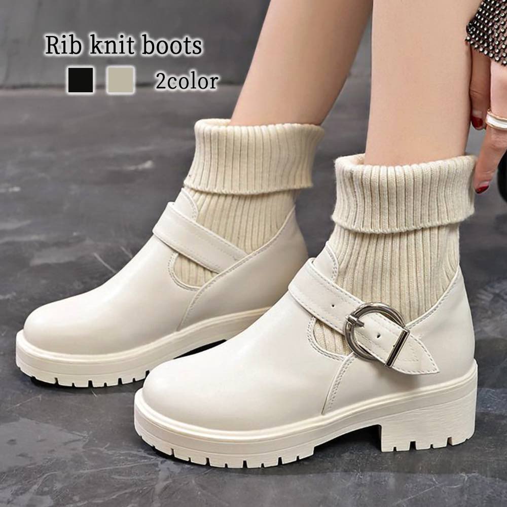 ブーツ レディース リブニットブーツ 軽い 秋 兼用 ショート 4E ミドル フロント 滑らない 夏 雨 軽量 歩きやすい 厚底 撥水 スニーカー 春 レザー 靴 きれいめ ロング 革 防寒 おしゃれ