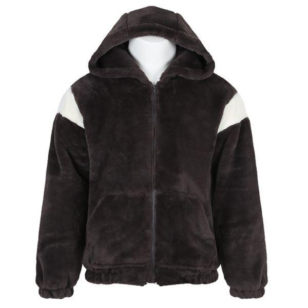 メンズ冬セミオーバーフィット配色極細糸フード付きジップアップジャンパーRB JUW Q054 モクチャコール_P409079541 11,889円