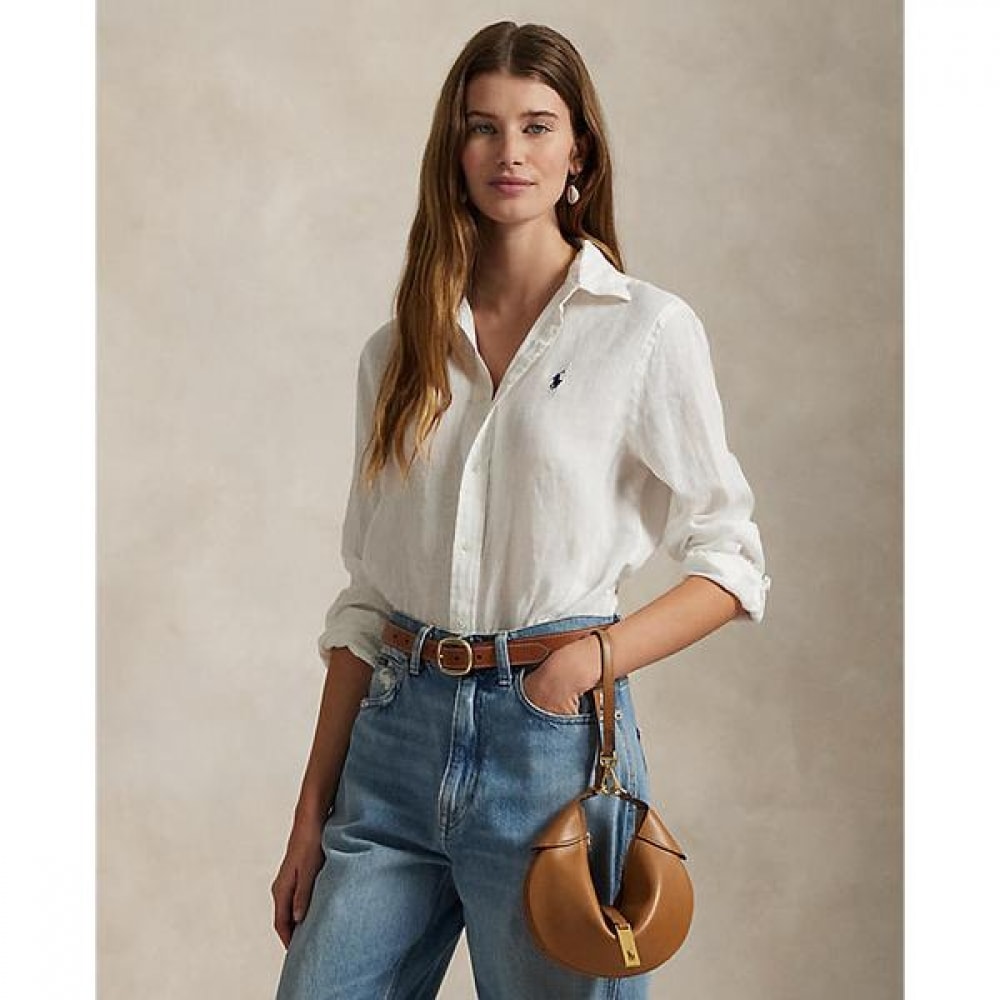 ポロラルフローレンレディースクラシックフィットリネンシャツ (WMPOSHTNDO20768100)