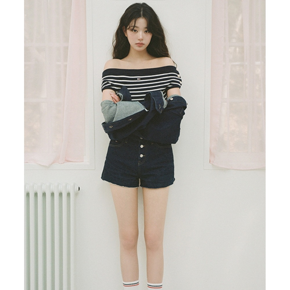 トミージーンズ クроп ハット パンツ (T32F1NEQ50TWT11BK)