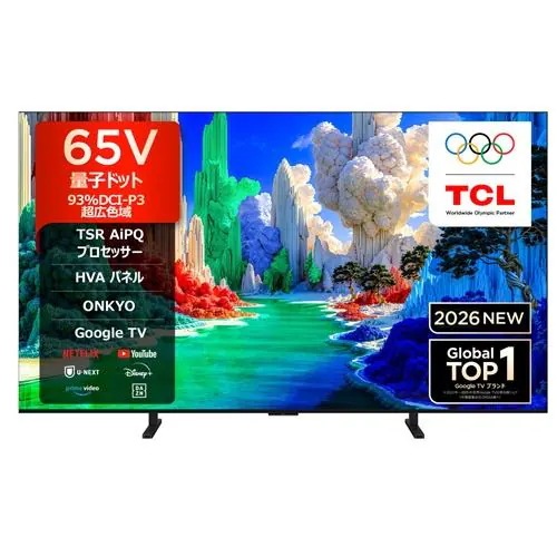 TCL 65A400 65V型 量子ドット 4K 液晶テレビ GoogleTV 地上デジ・BSデジタル／110度CSデジタルチューナー内蔵