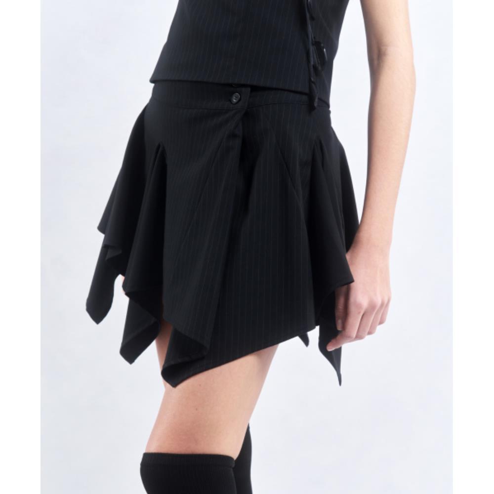 2000Archives BLOCK UNBALANCED MINISKIRT BLACK 2A24HSSK02