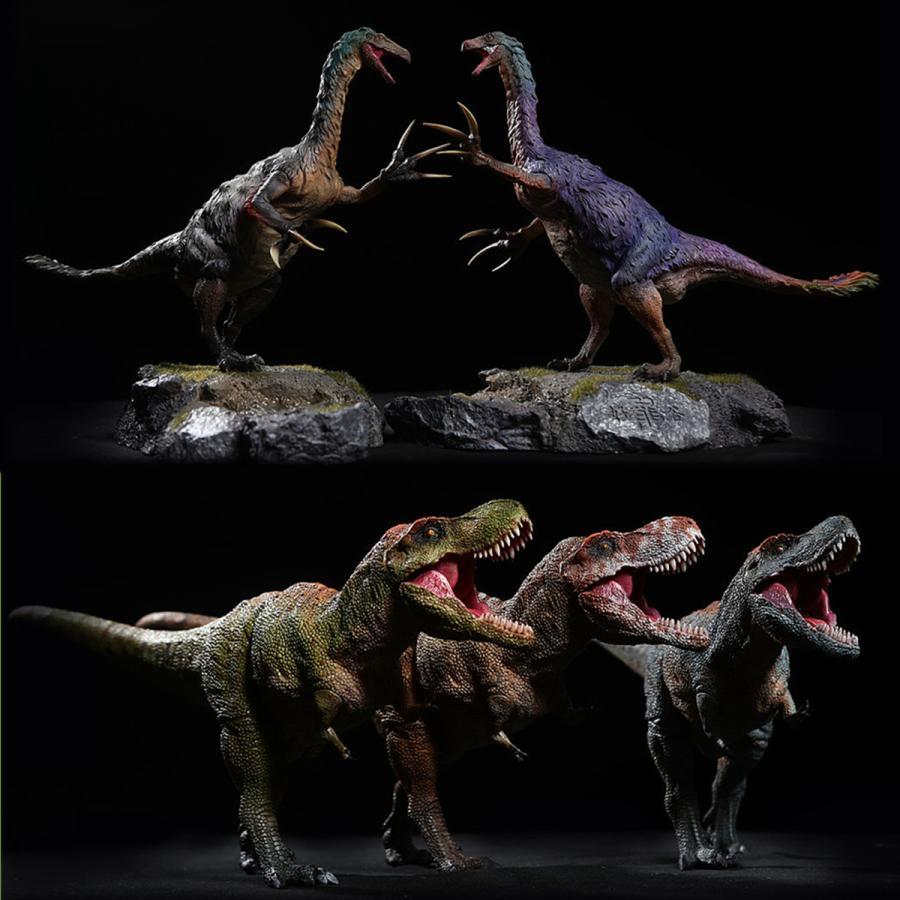 HAOLONGGOOD 1/35 サイズ ティラノサウルスVSテリジノサウルス 肉食 恐竜 リアル 科学 フィギュア PVC 模型 プレゼント プレミアム オリジナル 35cm