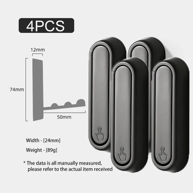 亜鉛合金折りたたみ式衣類フック,帽子,鍵,バッグ,家庭,キッチン,壁掛け,収納ラック,バスルームアクセサリー,4個 Grey-A-4pcs