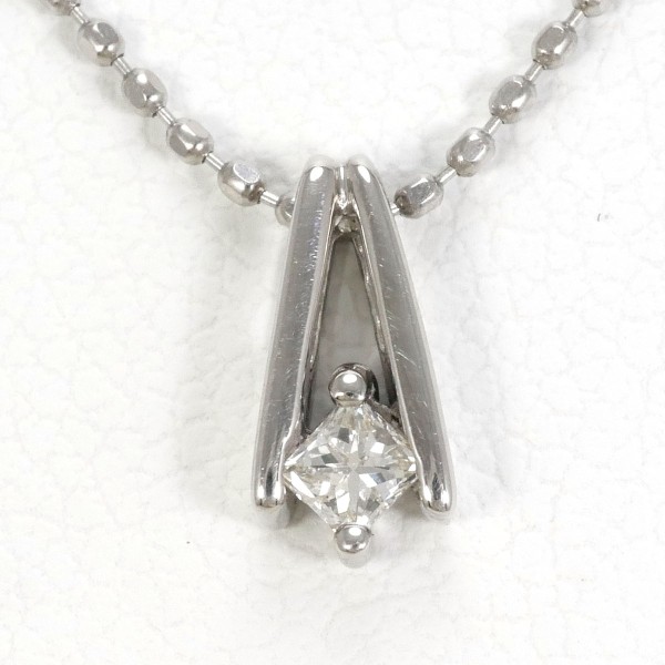K18 18金 WG ホワイトゴールド K14WG ネックレス ダイヤ 0.06 ジュエリー 中古
