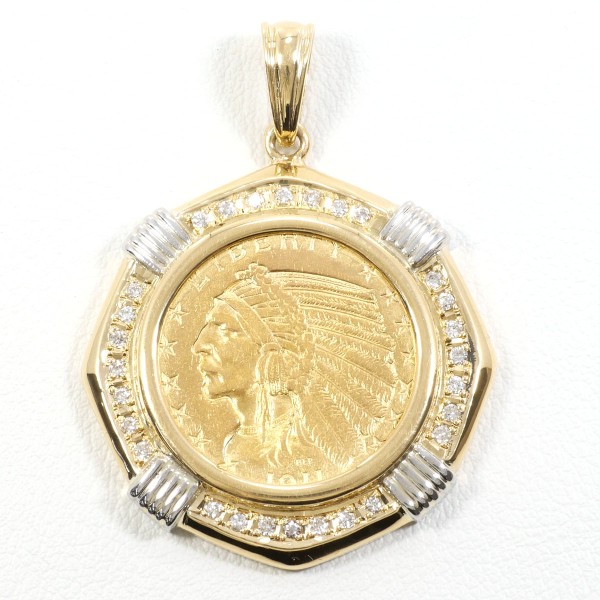 アメリカ インディアン 5ドル コイン K21.6YG PT900 ペンダントトップ ダイヤ 中古 179,200円