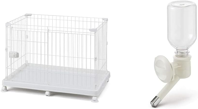 システムサークルトレー付き STS-600TN ホワイト 小型犬用 幅93×奥行63×高さ64.5cm + マ 給水ボトル P-KB-R マットホワイト