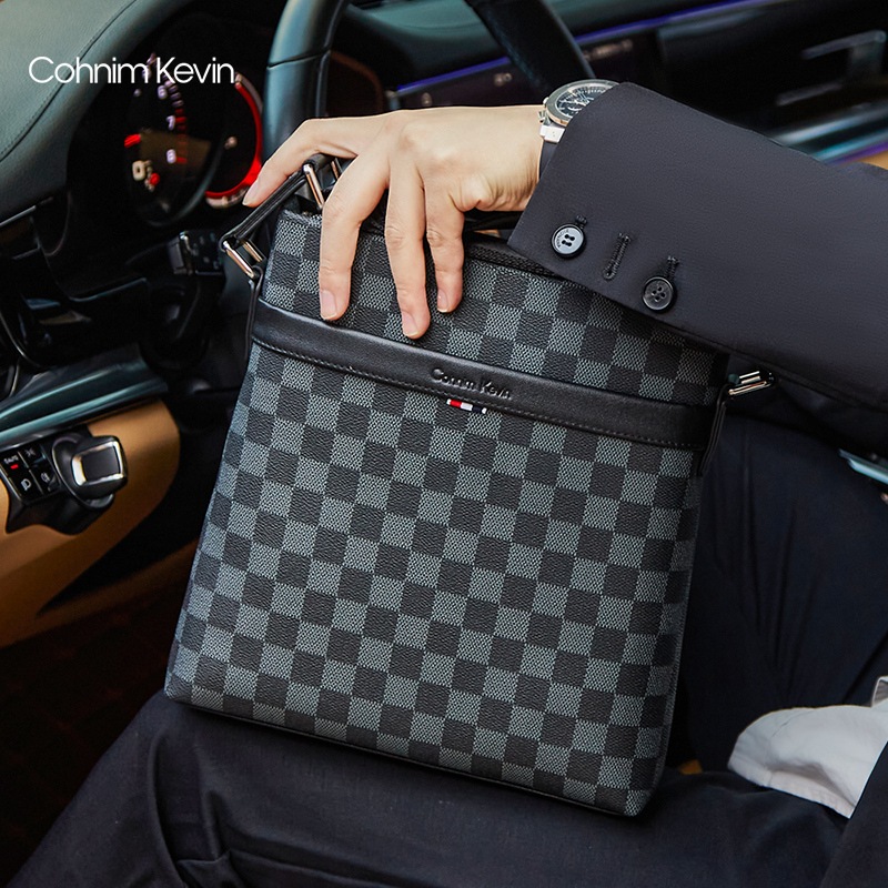 CohnimKevinメンズレザーショルダーメッセンジャーバッグ大容量ブリーフケース