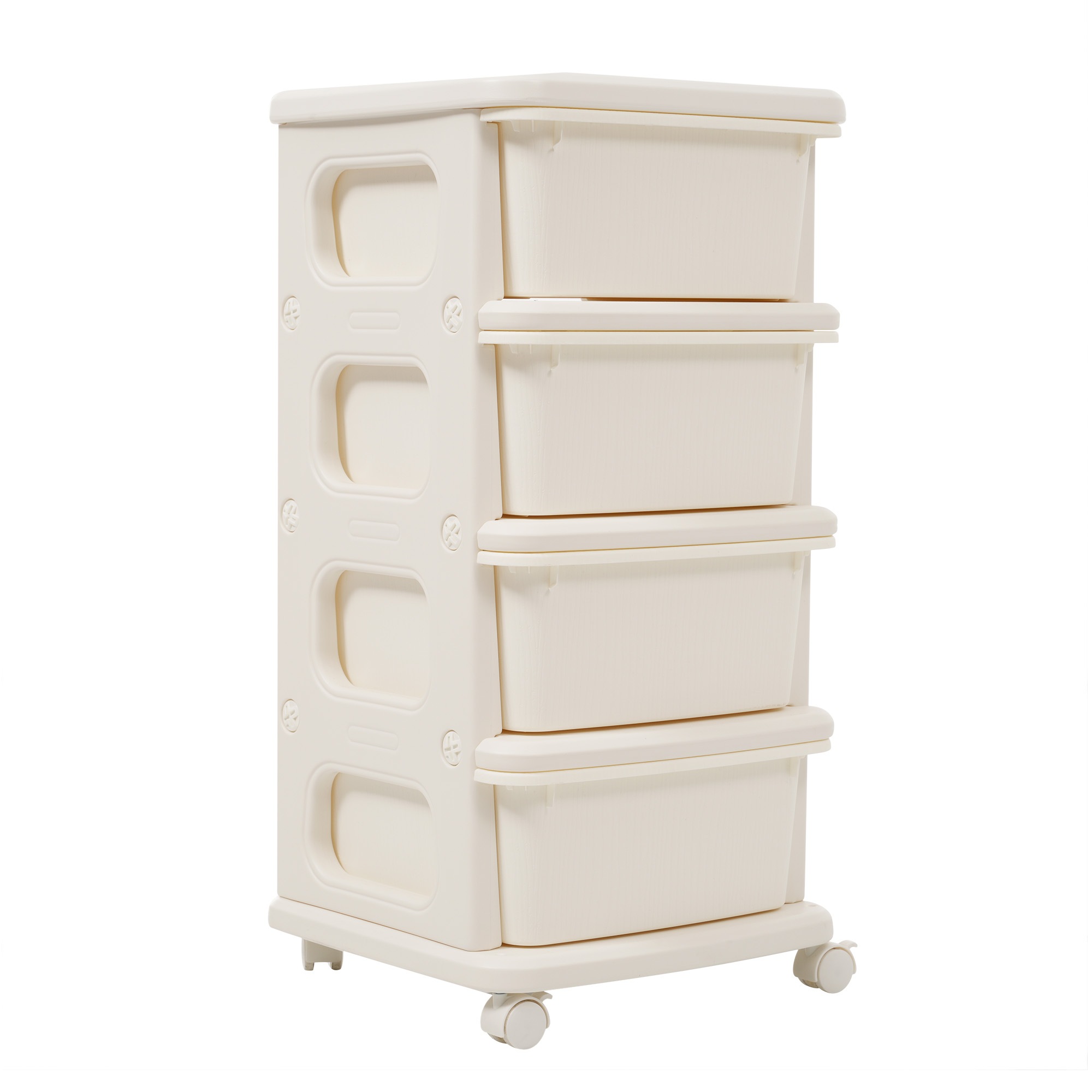 【国内出荷 - 3日配達】【ホワイト・4段】ナイトテーブル 収納ワゴン 収納 ラック サイドワゴン ドレッサー ストッカー インテリア~323