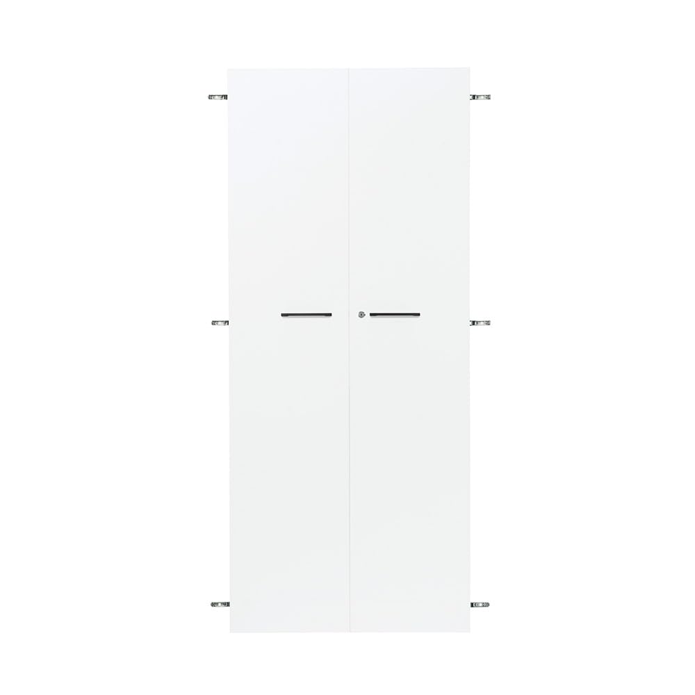 プラス Garage 木製 収納庫 KK2 ストレージ 本棚 専用扉 5段用 鍵付き 白 取手黒9 KK2-180DL 435952