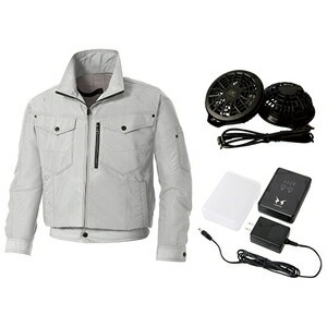 SUN－S 空調風神服セット（ウエアバッテリーファン）シルバー5L KU95100