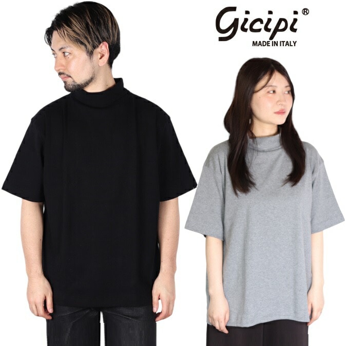 GICIPI ジチピ コットン Tシャツ 半袖 カットソー レディース ハイネック メンズ タートルネック タートル モックネック イタリア製 トップス ニットソー 無地 綿 2302P COSTI