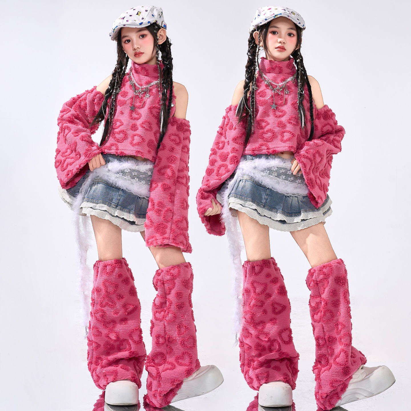 クールガール クロップトップス トレンディでファッショナブルな女の子のジャズダンス衣装子供用ジャズストリートダンススーツパフォーマンス衣装甘くてクールなパフォーマンス衣装ガールズグループ秋