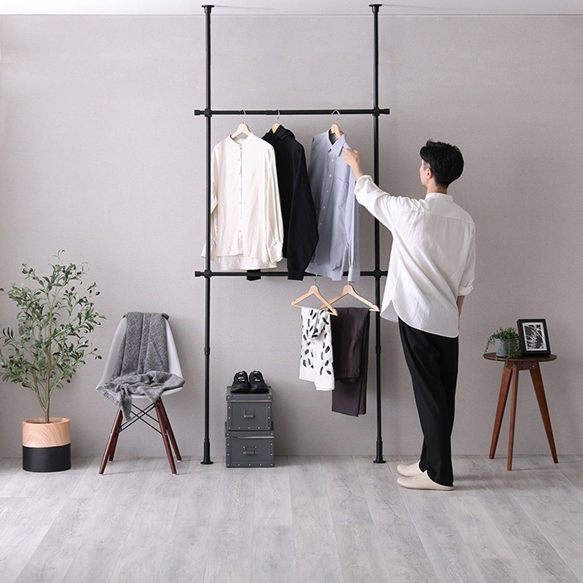 つっぱりハンガーラック 2段 幅120cm