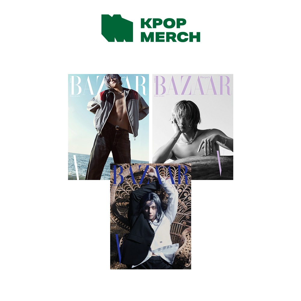 [3種セット] (BTS Vの記事及び写真20p付き*日本語訳) BAZAAR (バザー) 2024. 2月号 BTS V [2月5日発売]