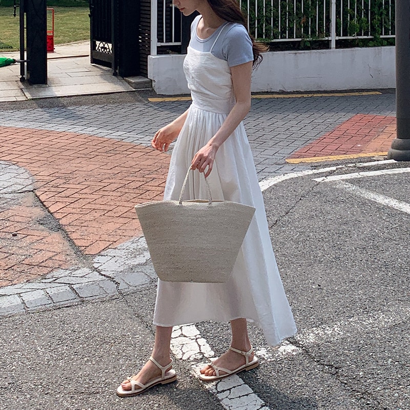 [top0644] 韓国ファッションスリーブレス ロング ワンピース