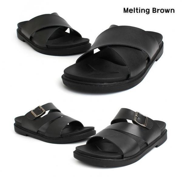 男性カジュアルデイリー牛革クッションスリッパ2種