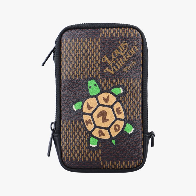 NIGOコラボ ダブルフォンポーチ エベヌ ダミエ ジャイアント N40377 ＩＣチップ中古