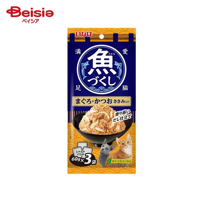 いなばペットフード 魚づくし まぐろ・かつお ささみ入り (60g×3袋)×24個 ペット