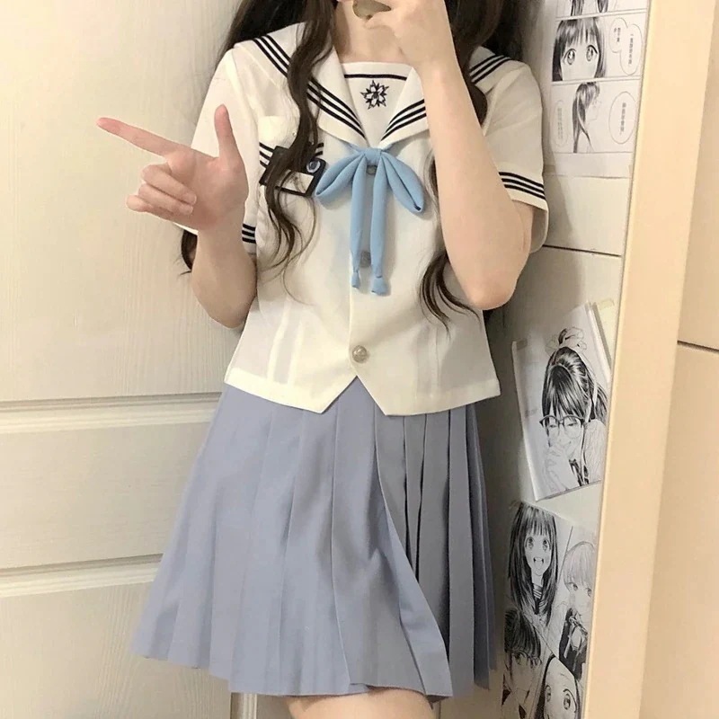 25新作 人気商品急速出荷 日系キャンパス風 制服 セットアップ トップス 上下セット ブラウス レディース 着痩せ 日焼け止め メガ割 韓国ファッション 7