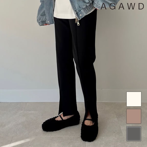 【即納】 アガウド AGAWD ボトムス 25春夏 Taperd Leggings Pants テーパードレギンスパンツ ロング丈 フルレングス ウォッシャブル スリット 0125-2043