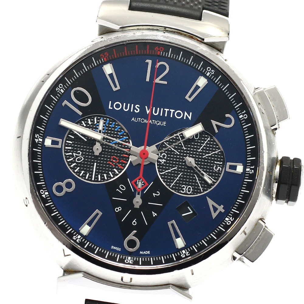 ルイ・ヴィトン LOUIS VUITTON Q102V タンブール クロノグラフ 自動巻き メンズ 箱付き_916637【中古】