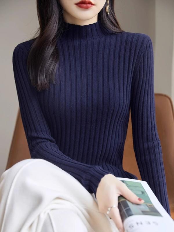 ファッション 服 オシャレ カワイイ シンプル 大カワイイ サイズ 婦服 100 綿 シャツ フィット 秋 ニット 長袖 ハーフ タートルネックセーター 5,638円