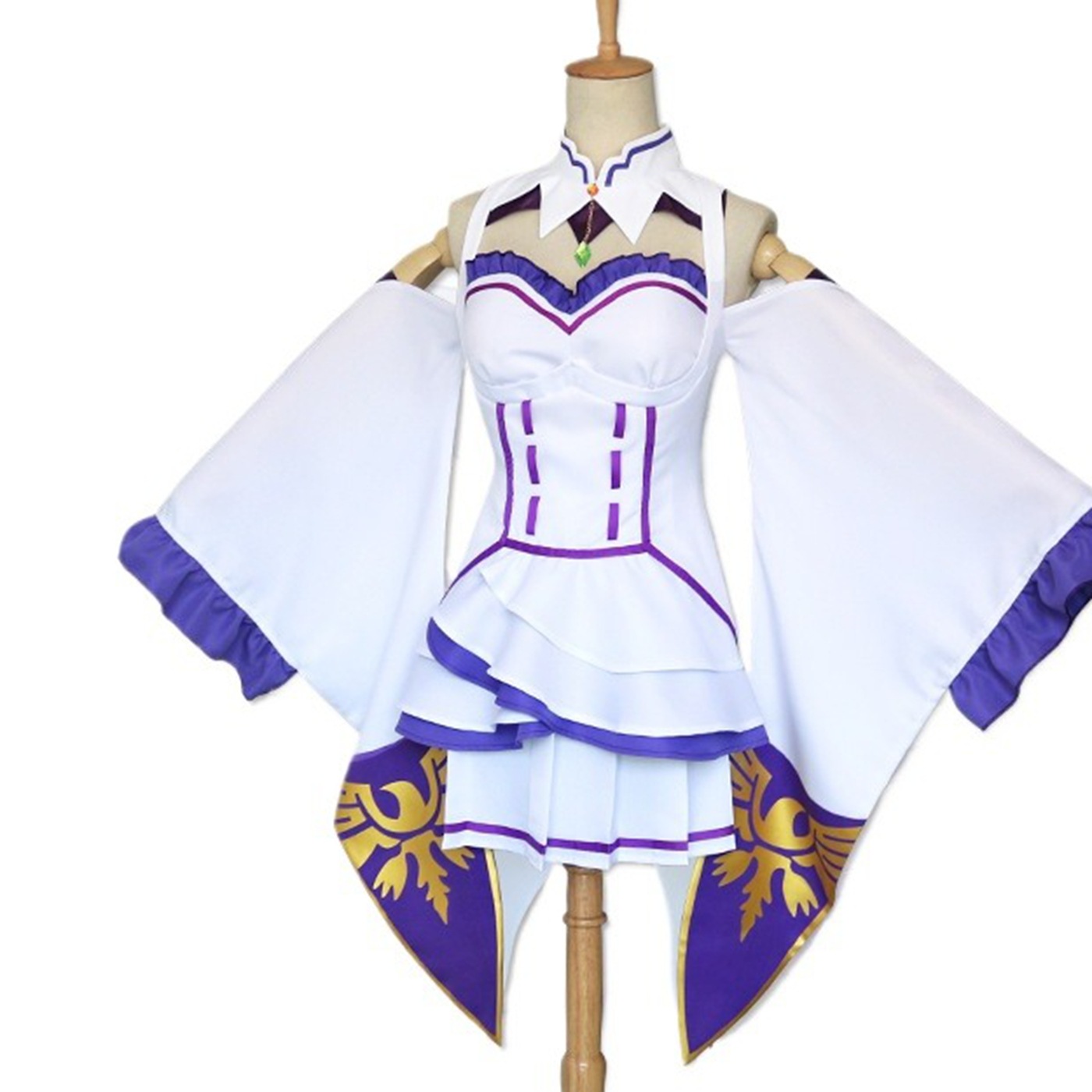 Re:ゼロから始める異世界生活 エミリア コスプレ衣装 服装 コスチュームセット 偽耳付き ハロウィン 撮影用 漫展 仮装 学園祭