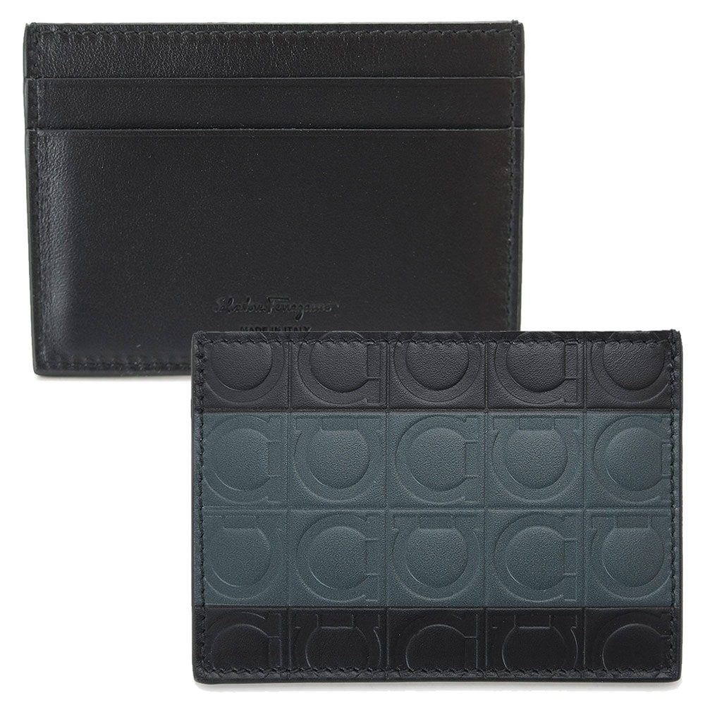 カードケース 66A471 0713713 ガンチーニ レザー ブラック＋グリーン系