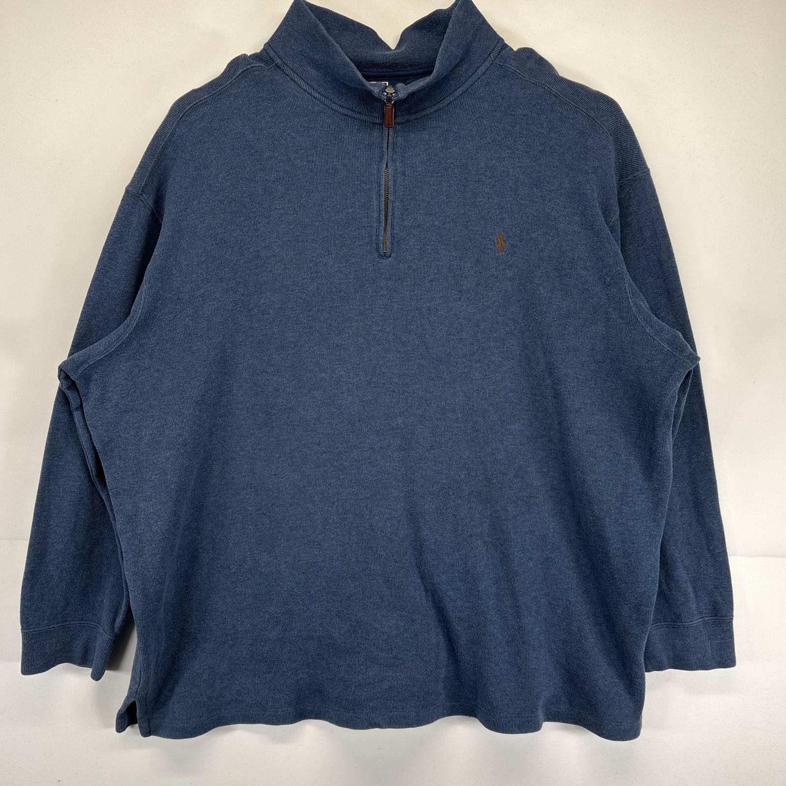 古着 ポロバイラルフローレン Polo by Ralph Lauren ニット 大きいサイズ トレーナー セーター ハーフジップ 3XB ブルー系 メンズ