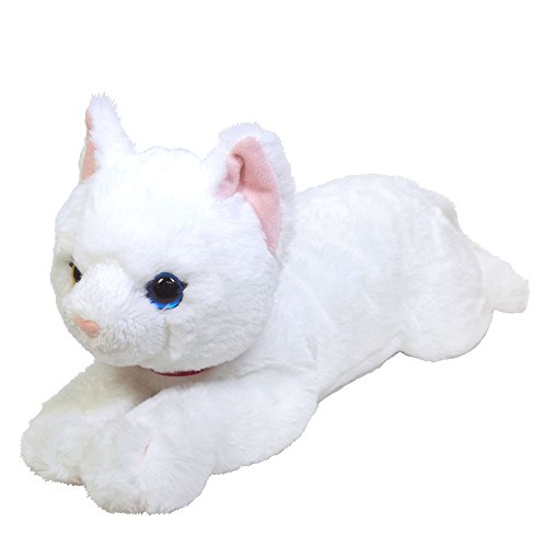 サンレモン ひざ ねこ オッドアイ ホワイト M 17×18×47cm ぬいぐるみ アニマル P-1832