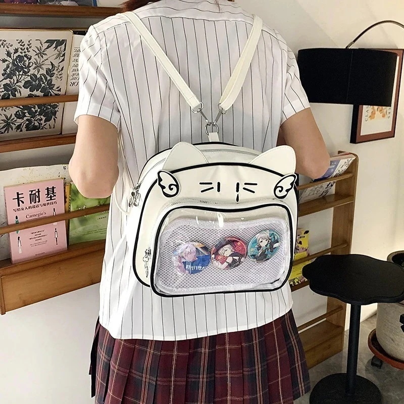 ぬいぐるみ入り 推し活 推しごと15 【1つ買うと10個無料】痛バッグ ショルダーバッグ 缶バッジ入れ JKバッグ リュック ひし形格子 推しグッズ 3way 痛バ