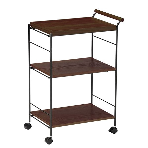 キッチンワゴン/キッチン収納 (3段 ブラウン) 幅545×奥行370×高さ800mm スチールフレーム (台所 ダイニング) 組立品