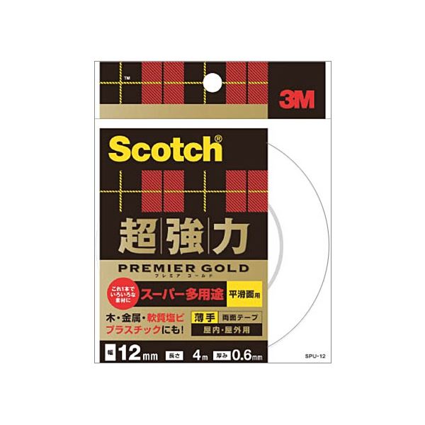 (まとめ) 3M スコッチ 超強力両面テープ プレミアゴールド スーパー多用途 薄手 25mm×3m SPU-25 1巻 (×5セット)