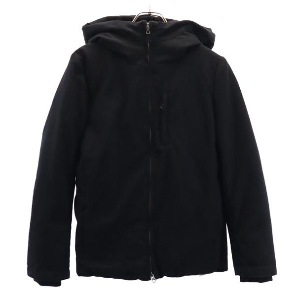 未使用 日本製 長袖 ウールフーデッド ダウンジャケット ブラック系 メンズ