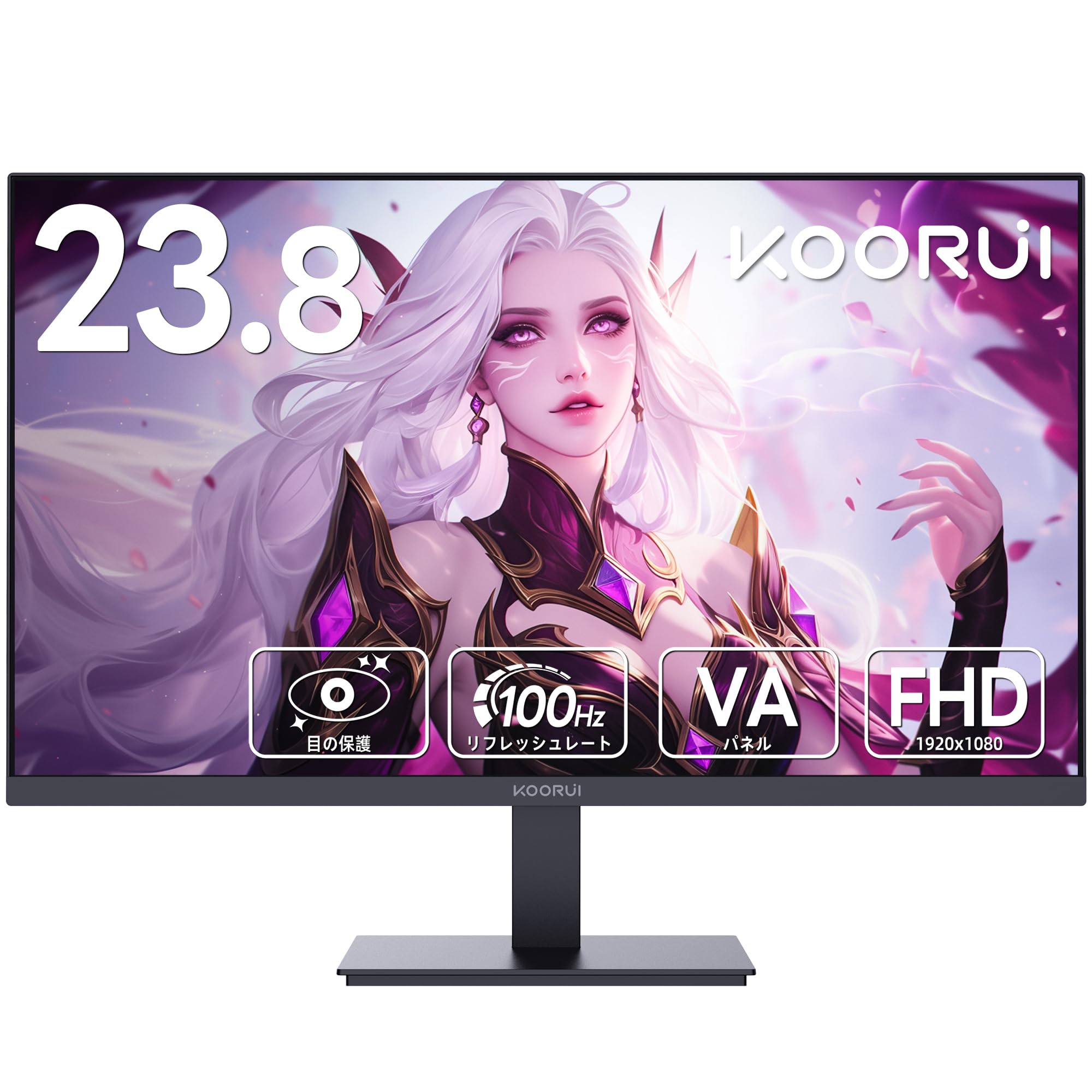 KOORUI モニター 24インチ VA 非光沢 フルHD pcモニター 5ms 100Hz ディスプレイ HDMI VGA 傾き調整 広い視野角 スピーカー非搭載 E2412F