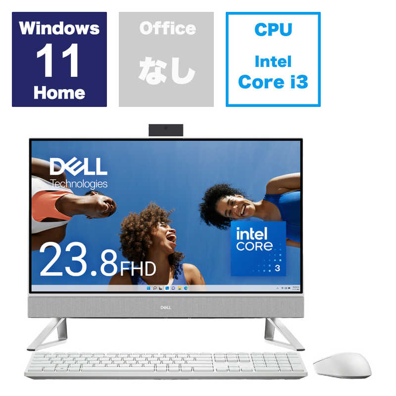 DELL　デル　デスクトップパソコン ［23.8型 /intel Core i3 /メモリ：8GB /SSD：512GB /2024春モデル］ パールホワイト　AI537-EHLWC