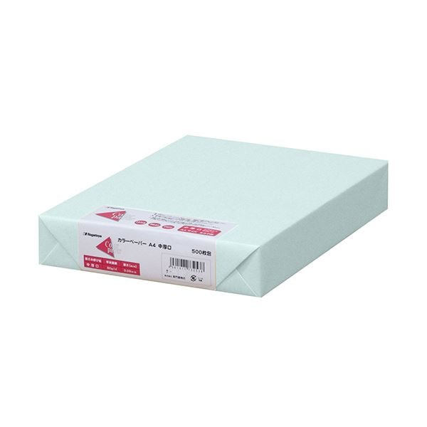 (まとめ) 長門屋商店 Color Paper A4中厚口 水 ナ-3260 1冊(500枚) (×5セット)