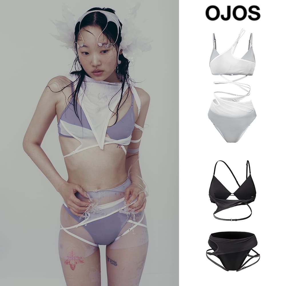 ★送料・関税込★OJOS★Layered Mesh Strap Bikini★ OJOS] Layered Mesh Strap Bikini