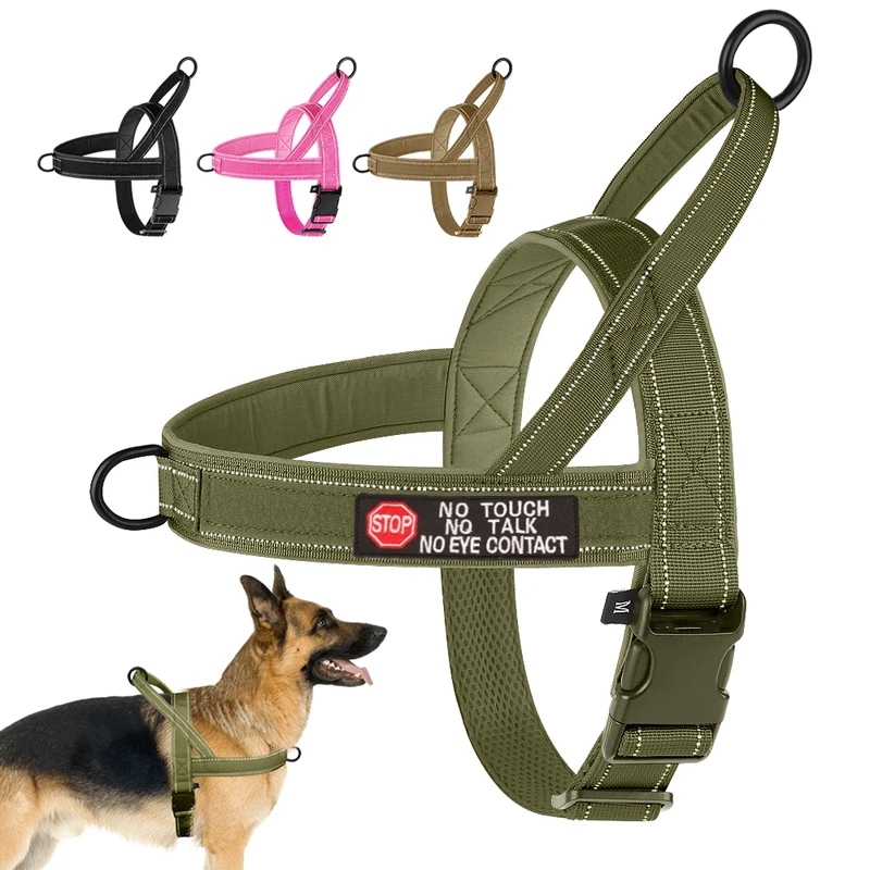 犬用の調節可能なナイロンハーネス,反射型,中型および大型犬用のトレーニングベスト,ピットブルジャーマンシェパード