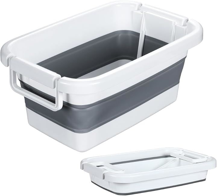 折りたたみ 洗い桶 たらい 収納かご 大容量 ソフトタブ 洗濯 ペット用バスタブ 猫犬お風呂用 コンパクト 衣類・靴つけ洗い ソフトバケツ タブワイド キッチン(グレー, 45L)