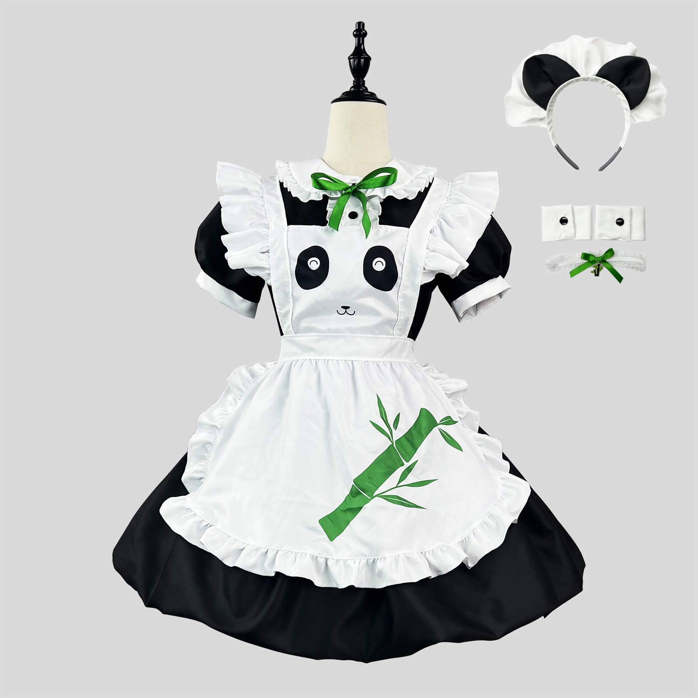オリジナルかわいいパンダメイドバブルスカートロリータメイド服アニメコスチュームセカンダリ