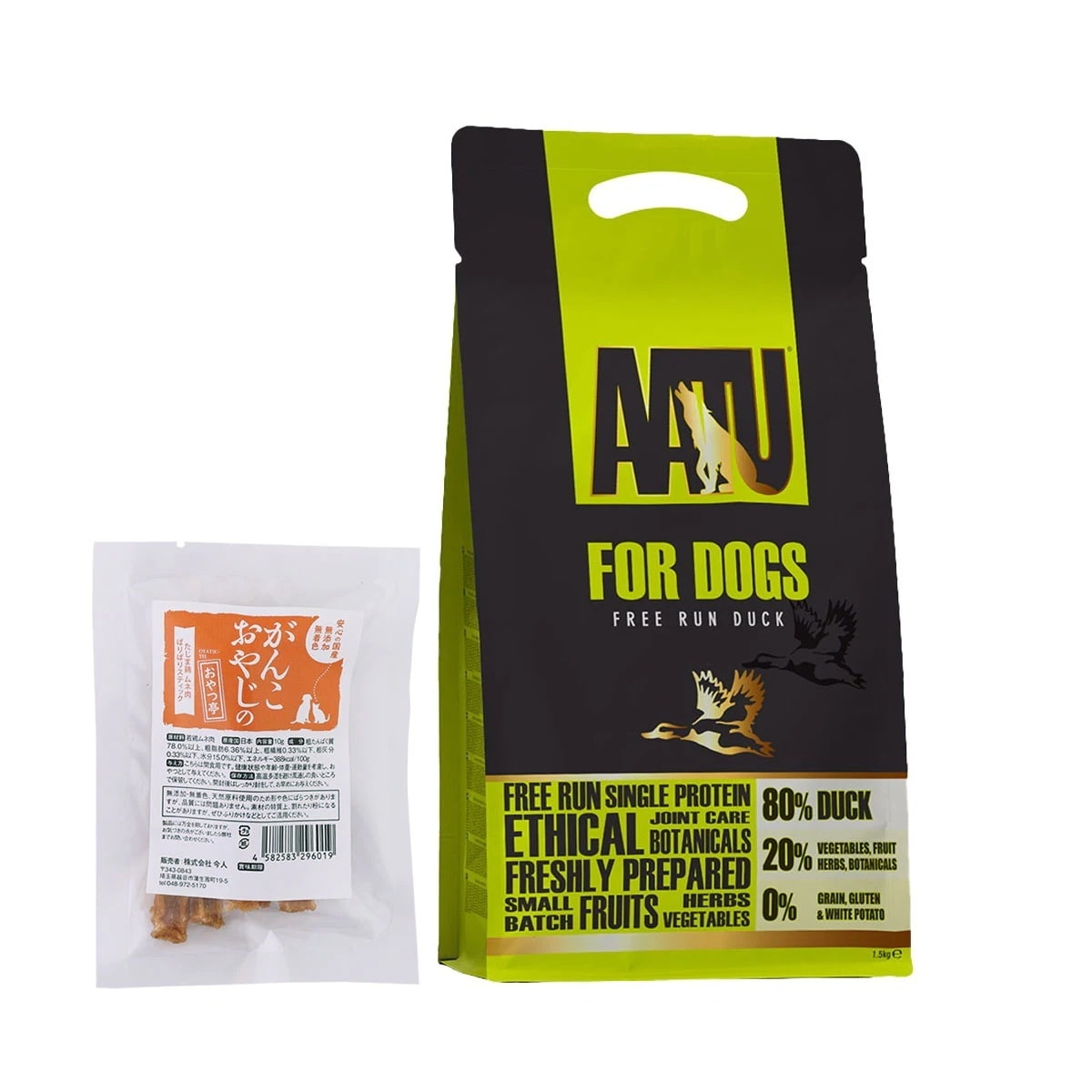 ドッグフード ダック 1.5kg【国産たじま鶏ジャーキー(小サイズ)付き】