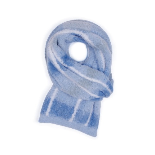 [ソンミンス // NCT WISH ユウシ] XTA056 チェック ソフト ヘアリー マフラー (SKY BLUE)