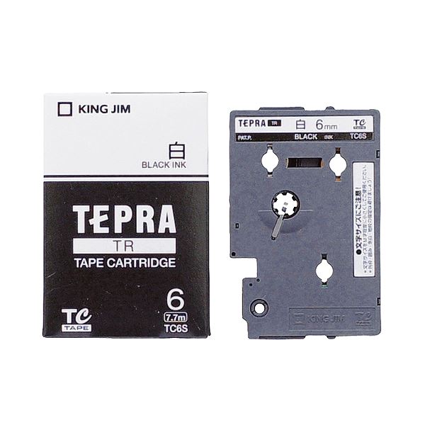 （まとめ）キングジム テプラ TRテープカートリッジ 6mm 白/黒文字 TC6S 1個(×5セット)